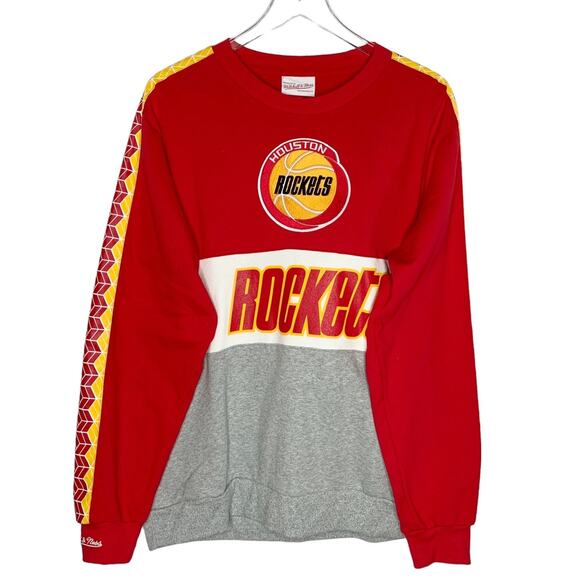 Mitchell and Ness L NEW Mens Houston Rockets Scorer Fleece Crew Sweatshirt - Picture 1 of 8
